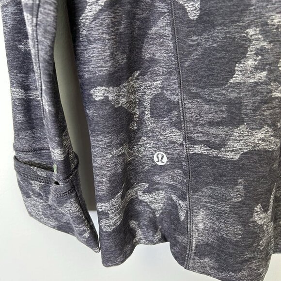 Lululemon Warm Stabilizer 1/2 Zip Hoodie Women’s Size 10 Gray Camo - Picture 10 of 10
